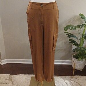 Joie Brown Satin Look Cargo Jogger Pants - Size 6